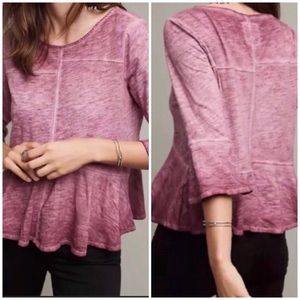 Anthropologie Peplum 3/4-bell-sleeve top